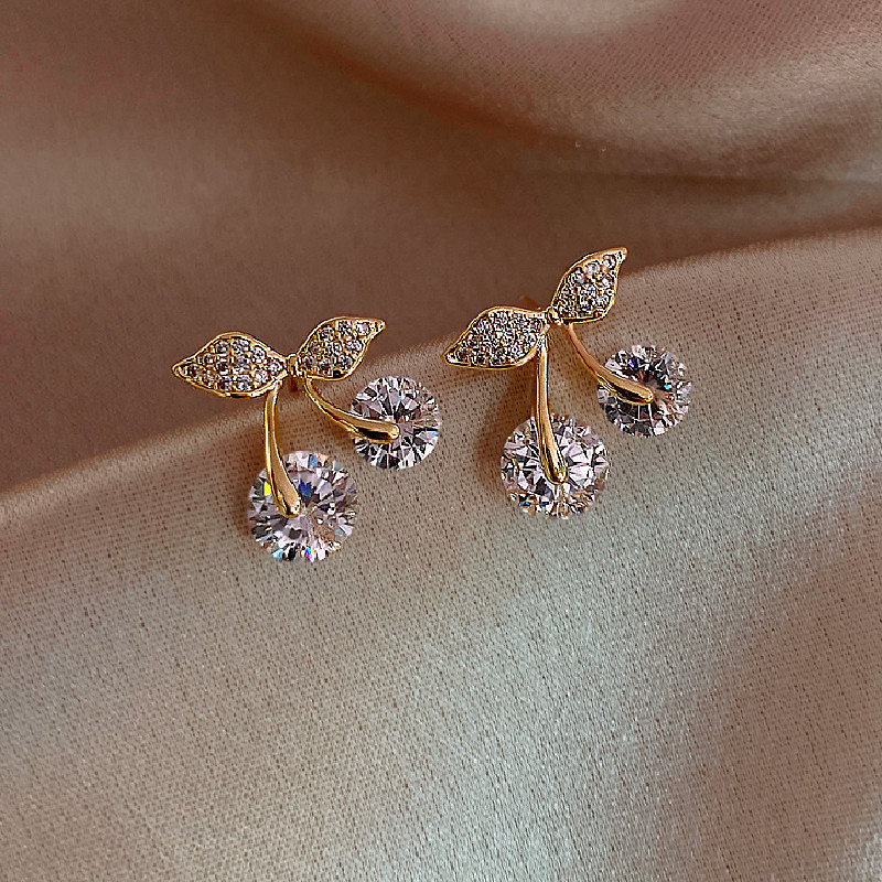 Women'S Fashion Petite - Petite Cherry Delicate Stud Earrings Ladies