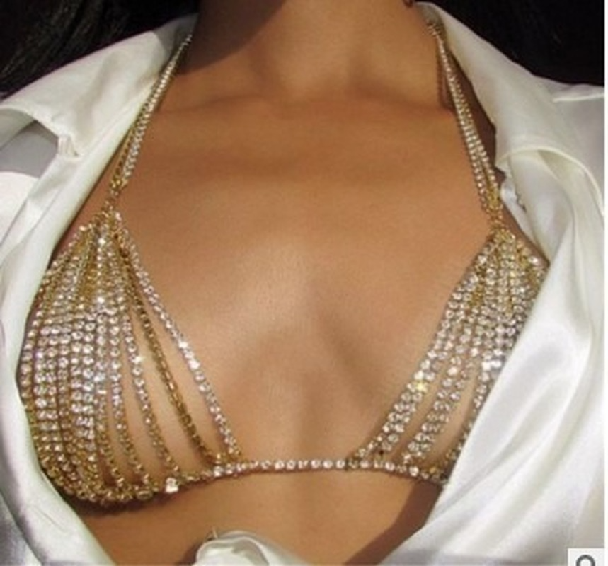 Women'S Fashion Harness - Luxury Heart Crytal Bikini Body Chain