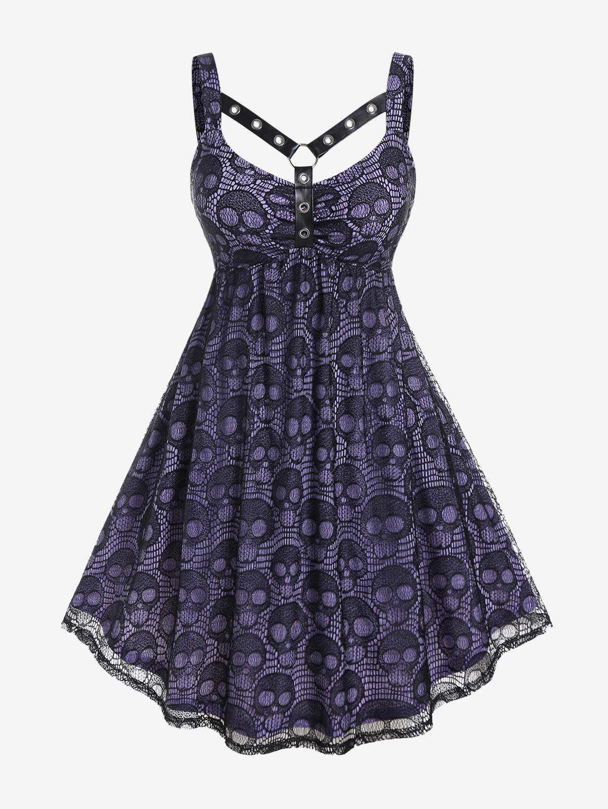 Women'S Fashion Harness - ROSEAGL Plus Size Gothic Skull Lace