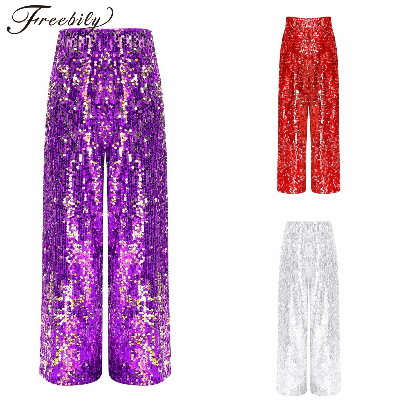 Women'S Fashion Trousers - Girls Streetwear Sequins Jazz Dance Costume
