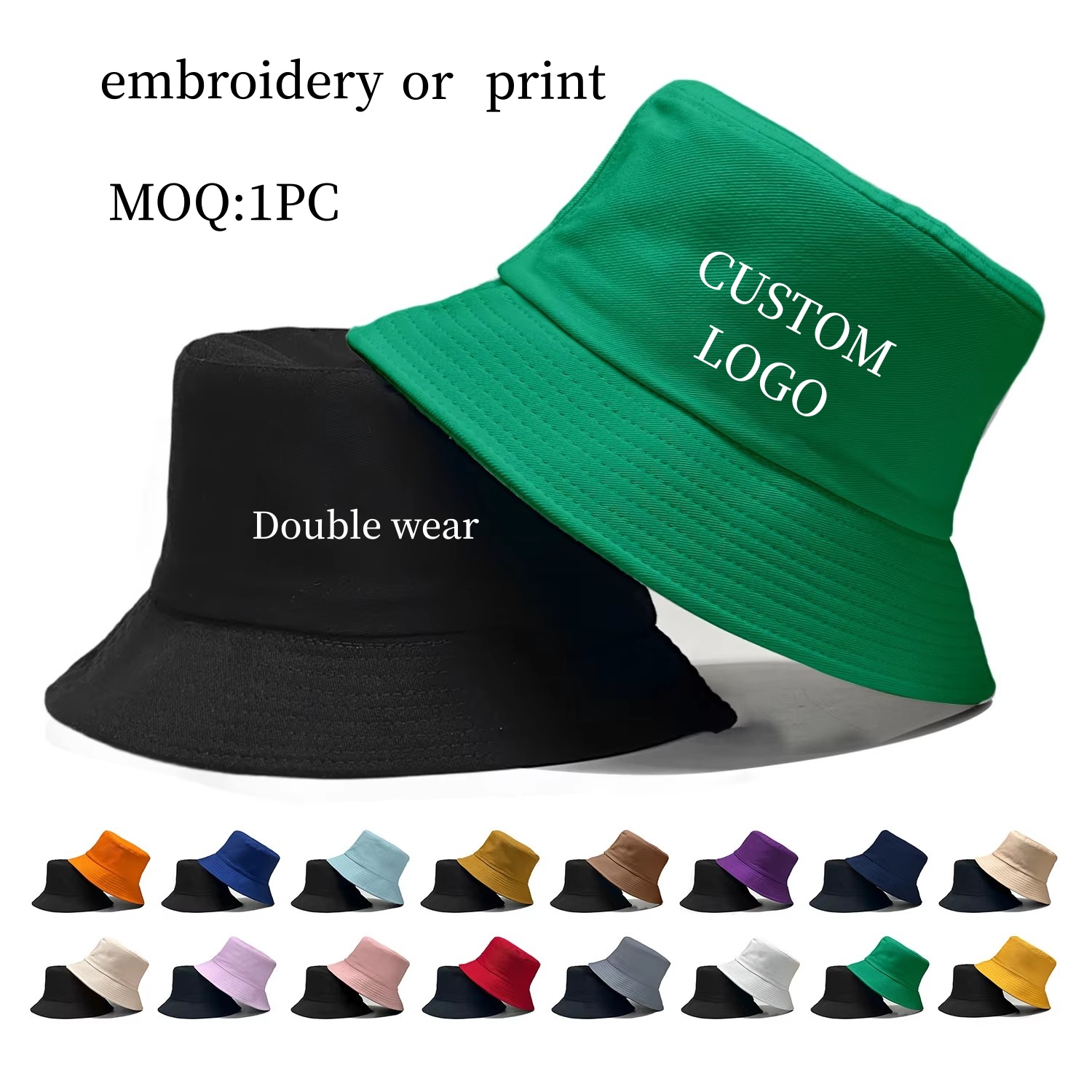 Bucket Hat Women - Custom Logo Double Side Fisherman Cap