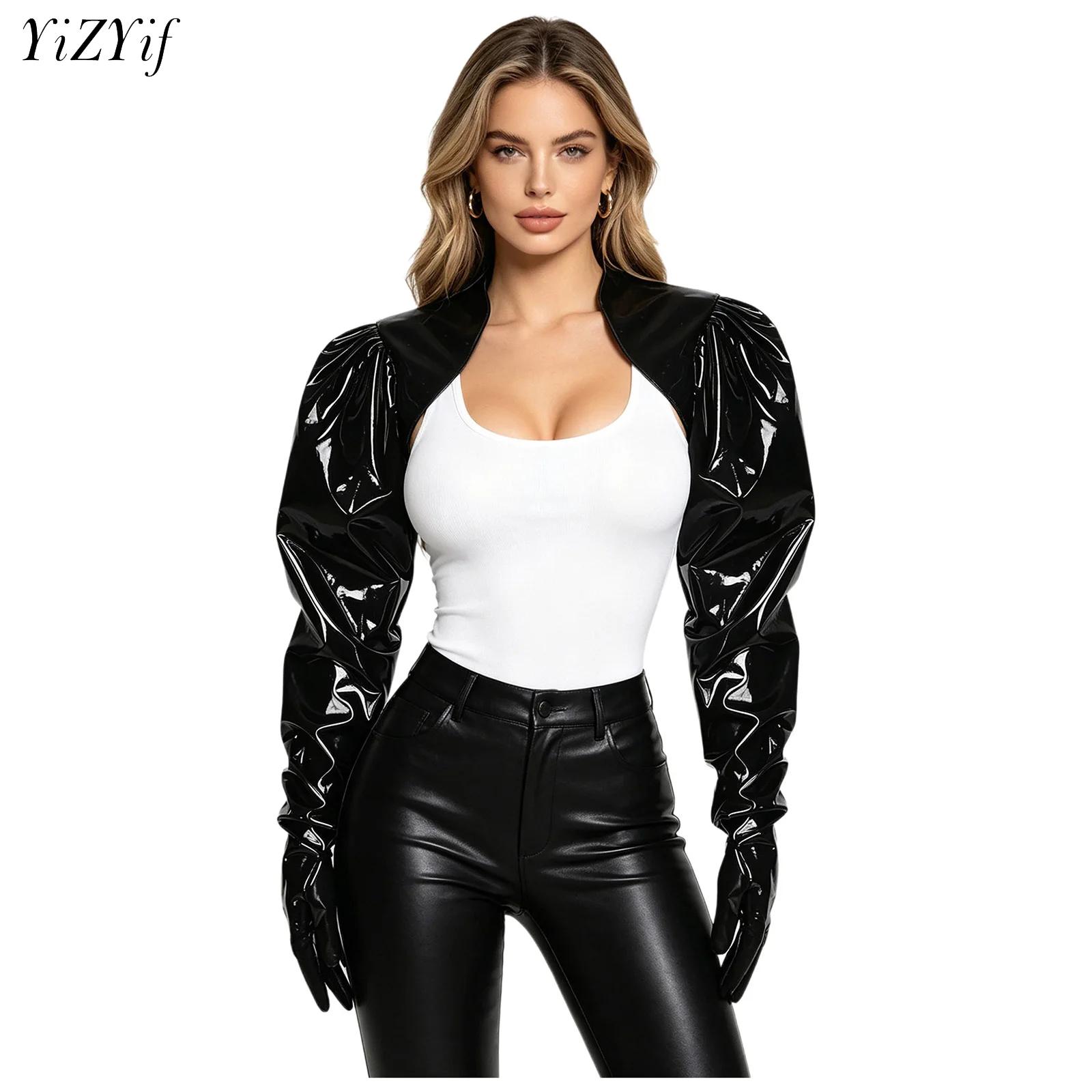 Women'S Fashion Jackets - Womens Wet Look PU Leather Cardigan