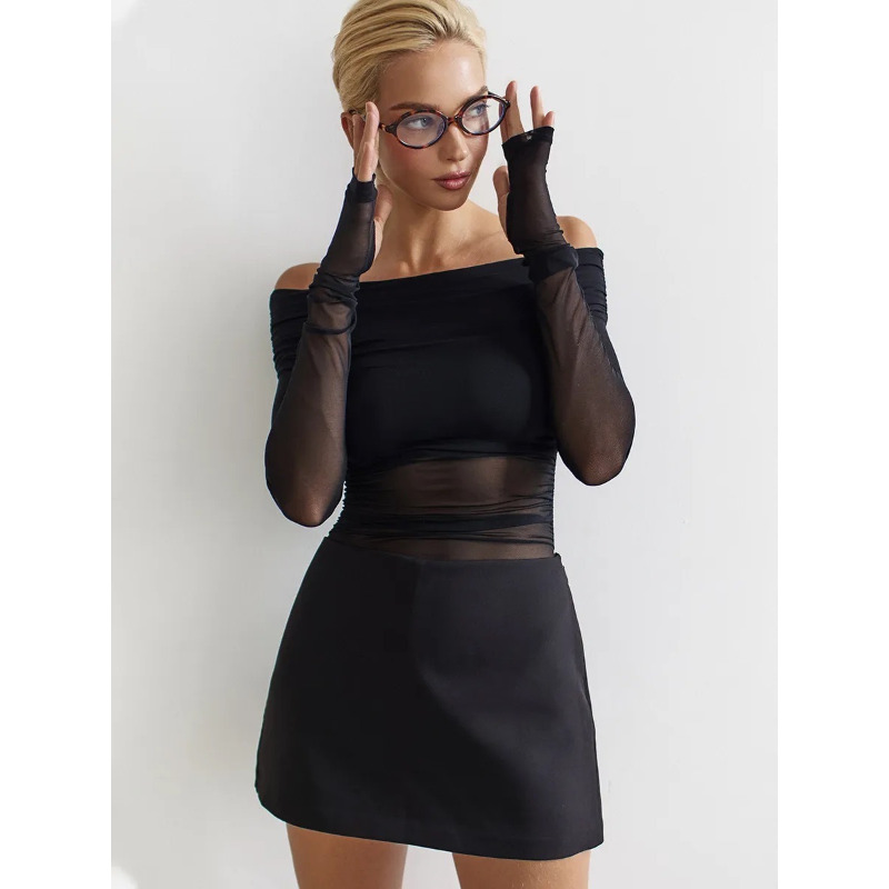 Women  Mesh Off Shoulder Top S - Women Fashion Blouse recensione e prezzo