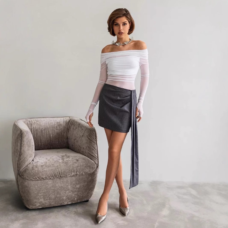 Women  Mesh Off Shoulder Top S - Women Fashion Blouse recensione e prezzo