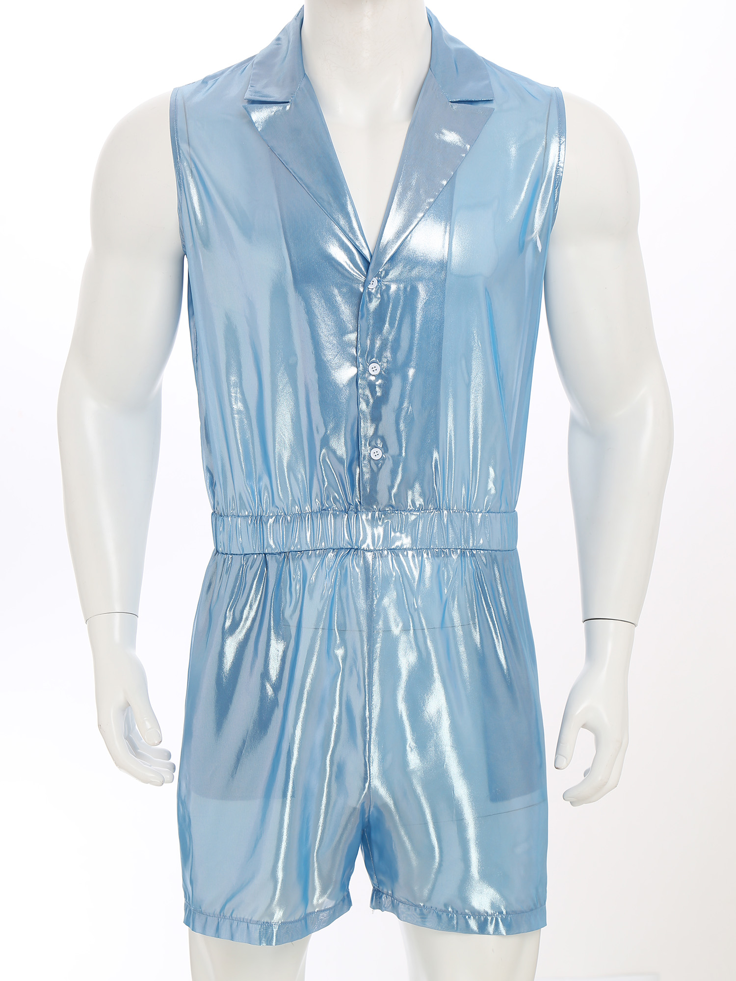 Mens Sheer Shiny Metallic Chif - Sleeveless Jumpsuit recensione e prezzo