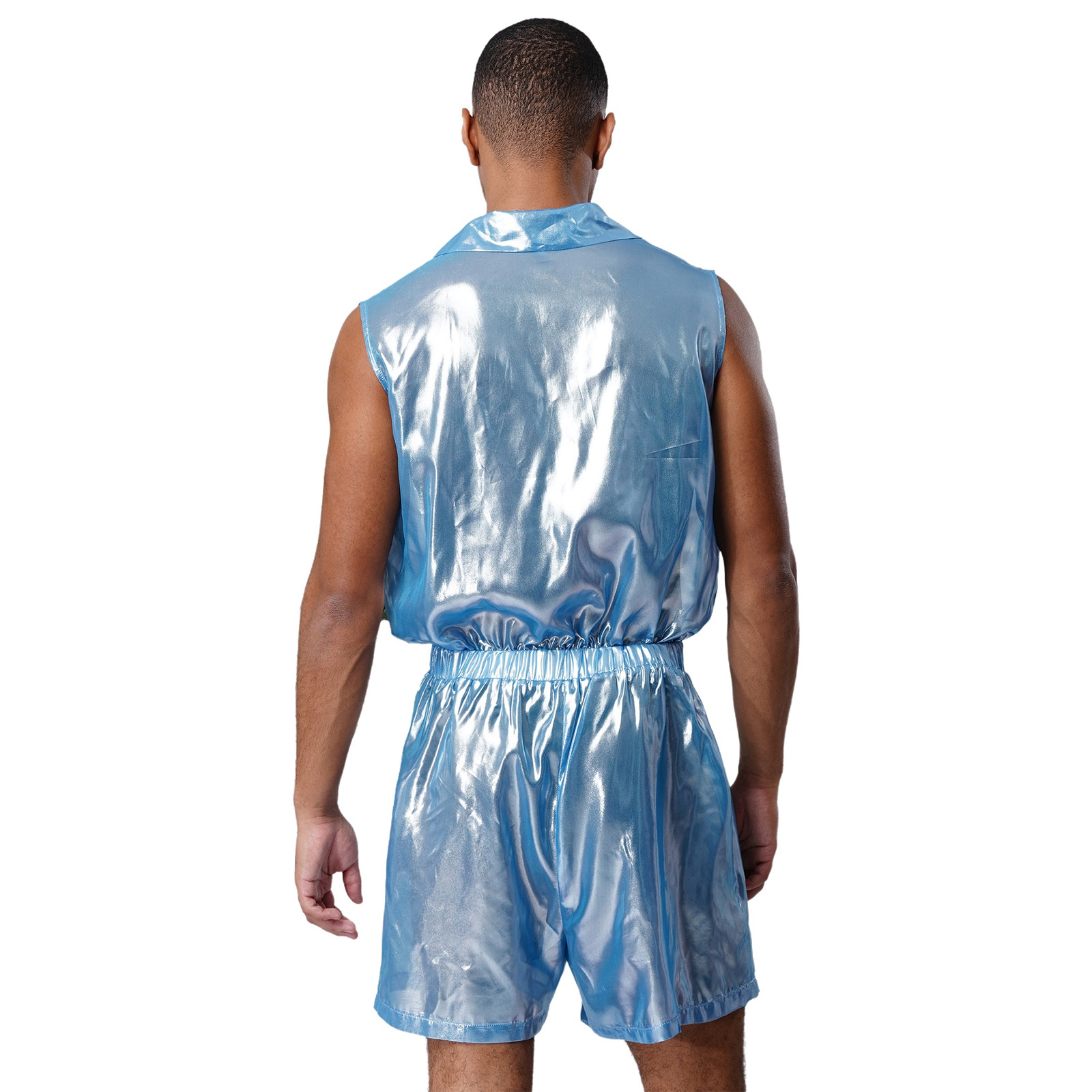Mens Sheer Shiny Metallic Chif - Sleeveless Jumpsuit recensione e prezzo