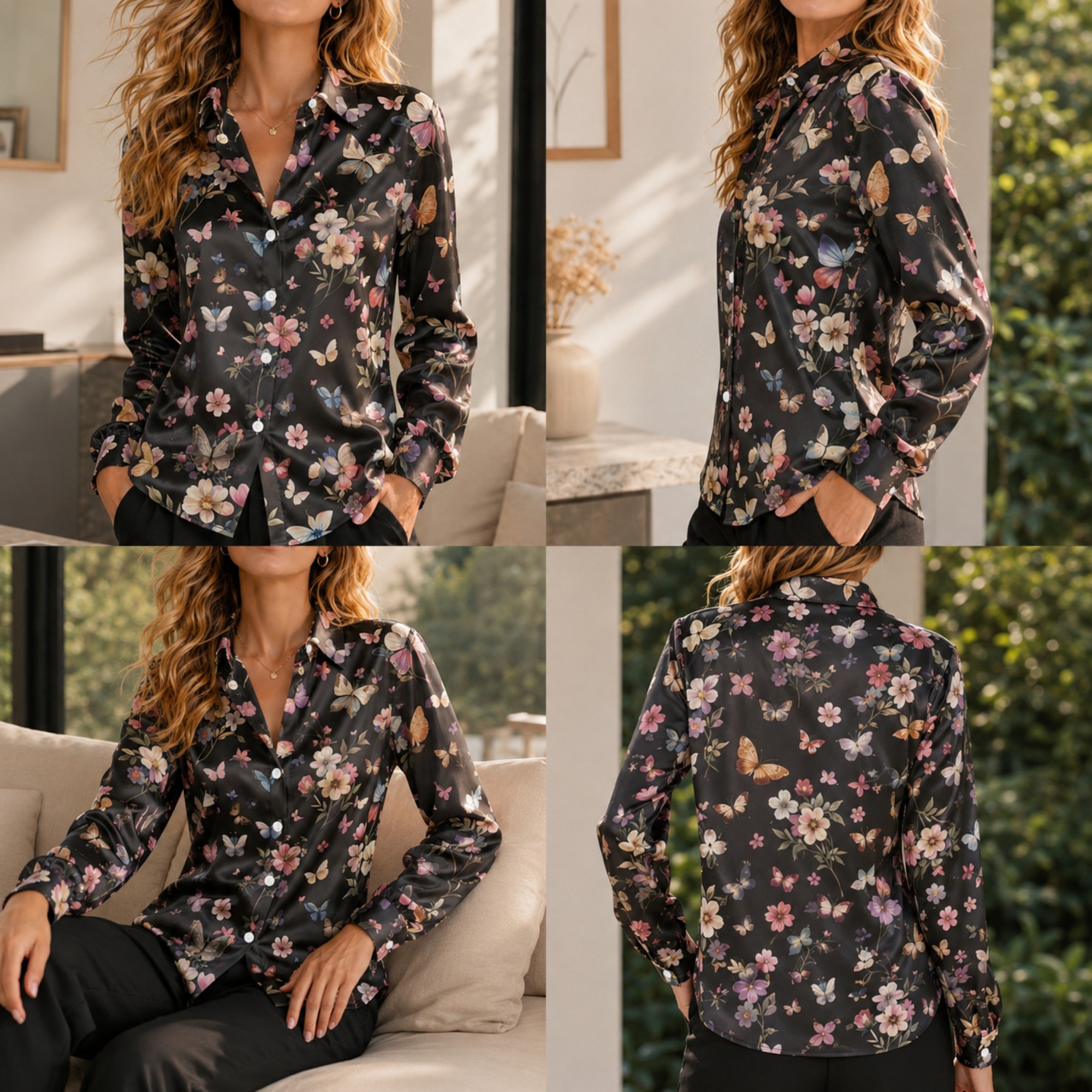 Women Loose Satin Shirt Long S - Women Fashion Blouse recensione e prezzo