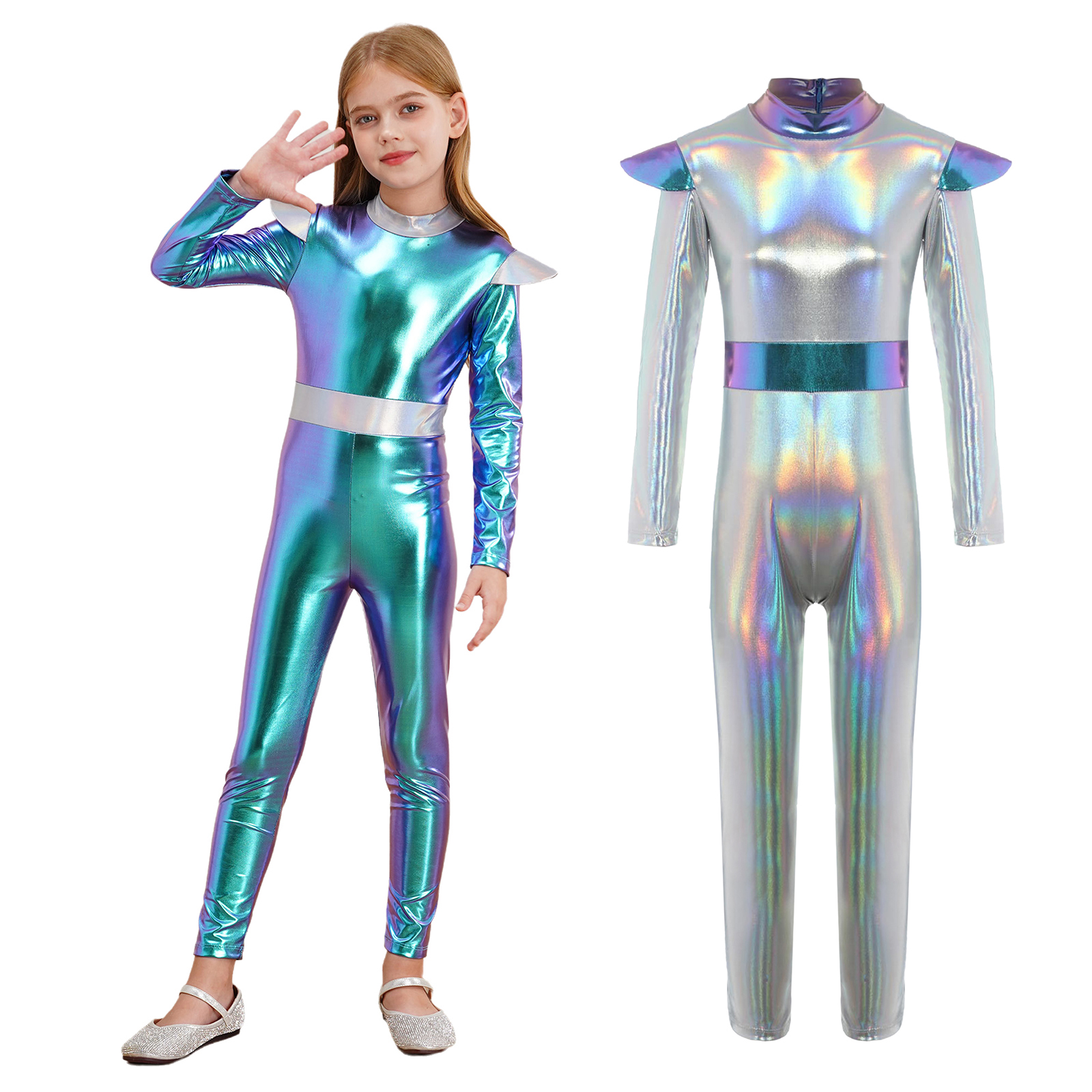 Girls Shiny Metallic Alien Out - Sleeveless Jumpsuit recensione e prezzo