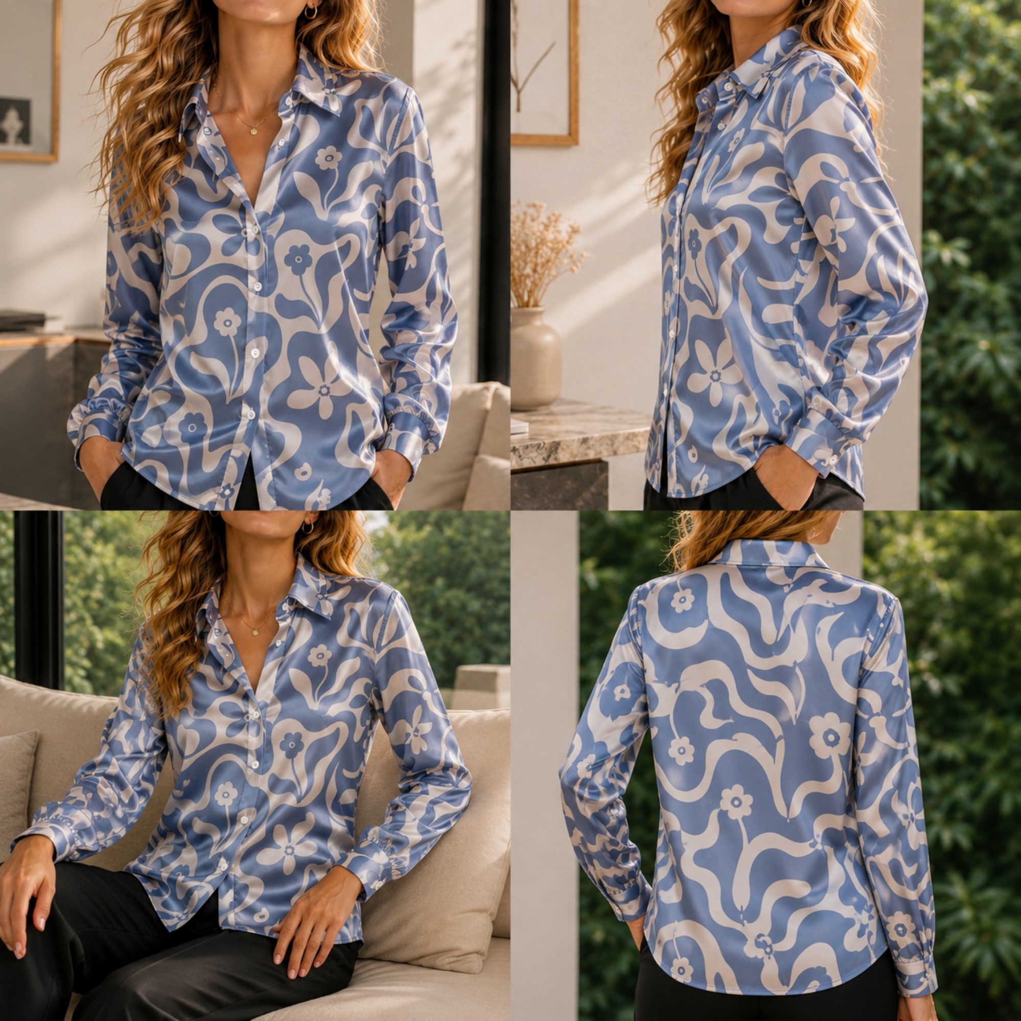 Women Green Satin Blouse White - Women Fashion Blouse recensione e prezzo
