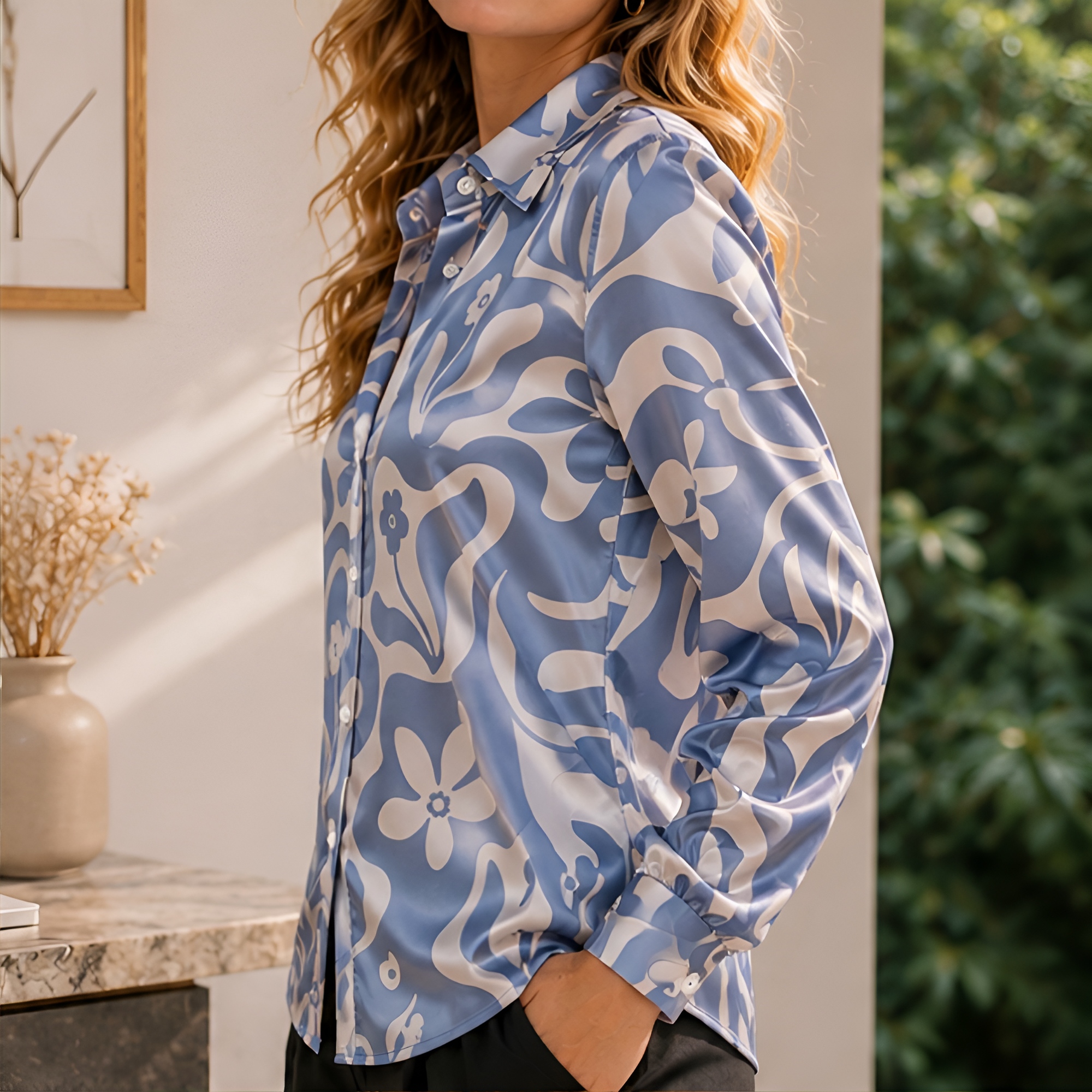 Women Green Satin Blouse White - Women Fashion Blouse recensione e prezzo