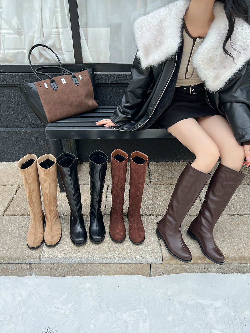 Fashion Women Knee Boots Flock - Women'S Fashion Socks recensione e prezzo