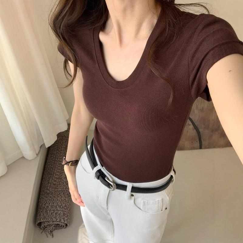 U-Neck Shoulder Short Sleeve T - Women Fashion Blouse recensione e prezzo