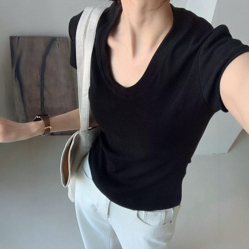 U-Neck Shoulder Short Sleeve T - Women Fashion Blouse recensione e prezzo