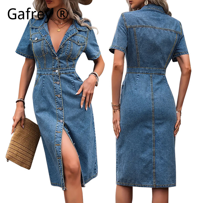 Plus Size Women Lapel Denim Dr - Women Fashion Jeans recensione e prezzo