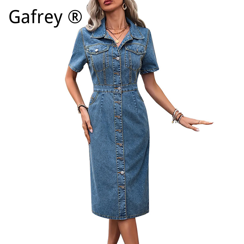 Plus Size Women Lapel Denim Dr - Women Fashion Jeans recensione e prezzo