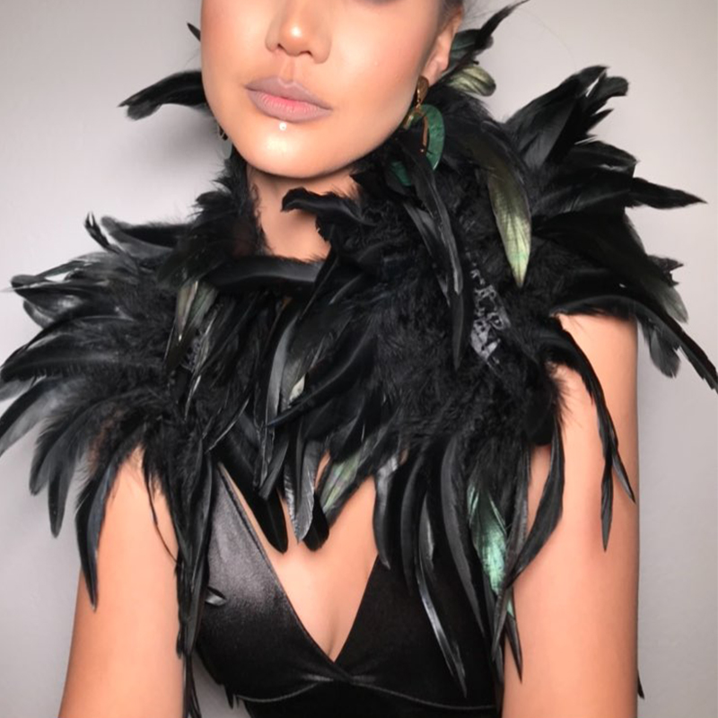 Black Natural Feather Shrug Sh - Women'S Fashion Harness recensione e prezzo