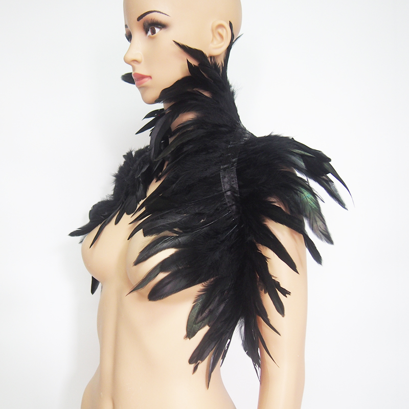 Black Natural Feather Shrug Sh - Women'S Fashion Harness recensione e prezzo