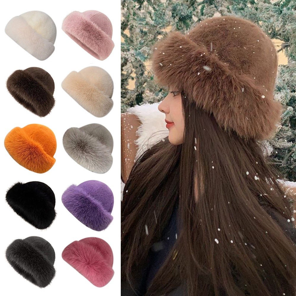 New Fluffy Fur Winter Hat Soli - Bucket Hat Women recensione e prezzo
