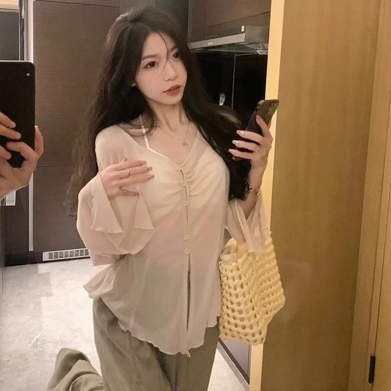 Sheer Flare Sleeve Blouse - Y2 - Women Fashion Blouse recensione e prezzo