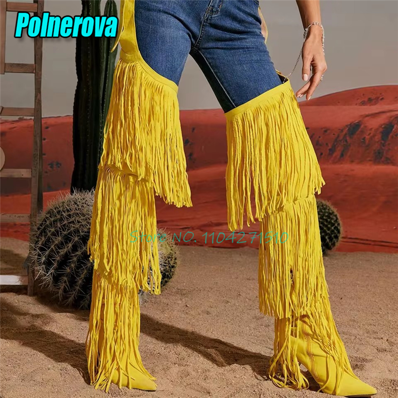 Yellow Tassel Over The Knee Bo - Women'S Fashion Trousers recensione e prezzo