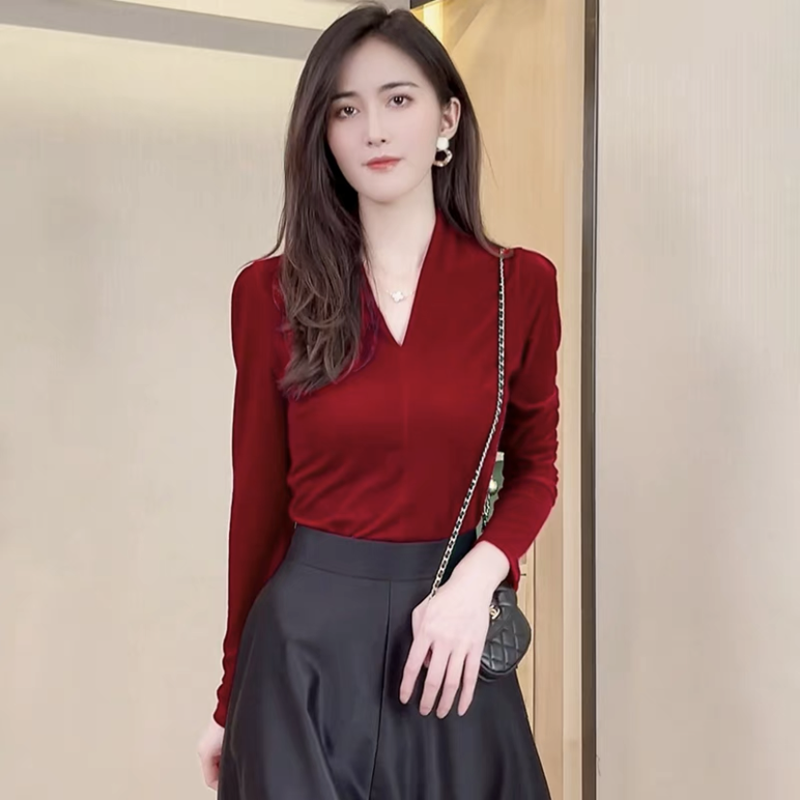 Fashion elegant V-neck long sl - Women Fashion Blouse recensione e prezzo