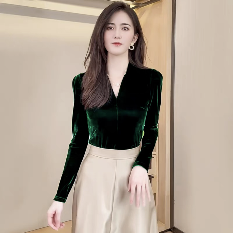 Fashion elegant V-neck long sl - Women Fashion Blouse recensione e prezzo
