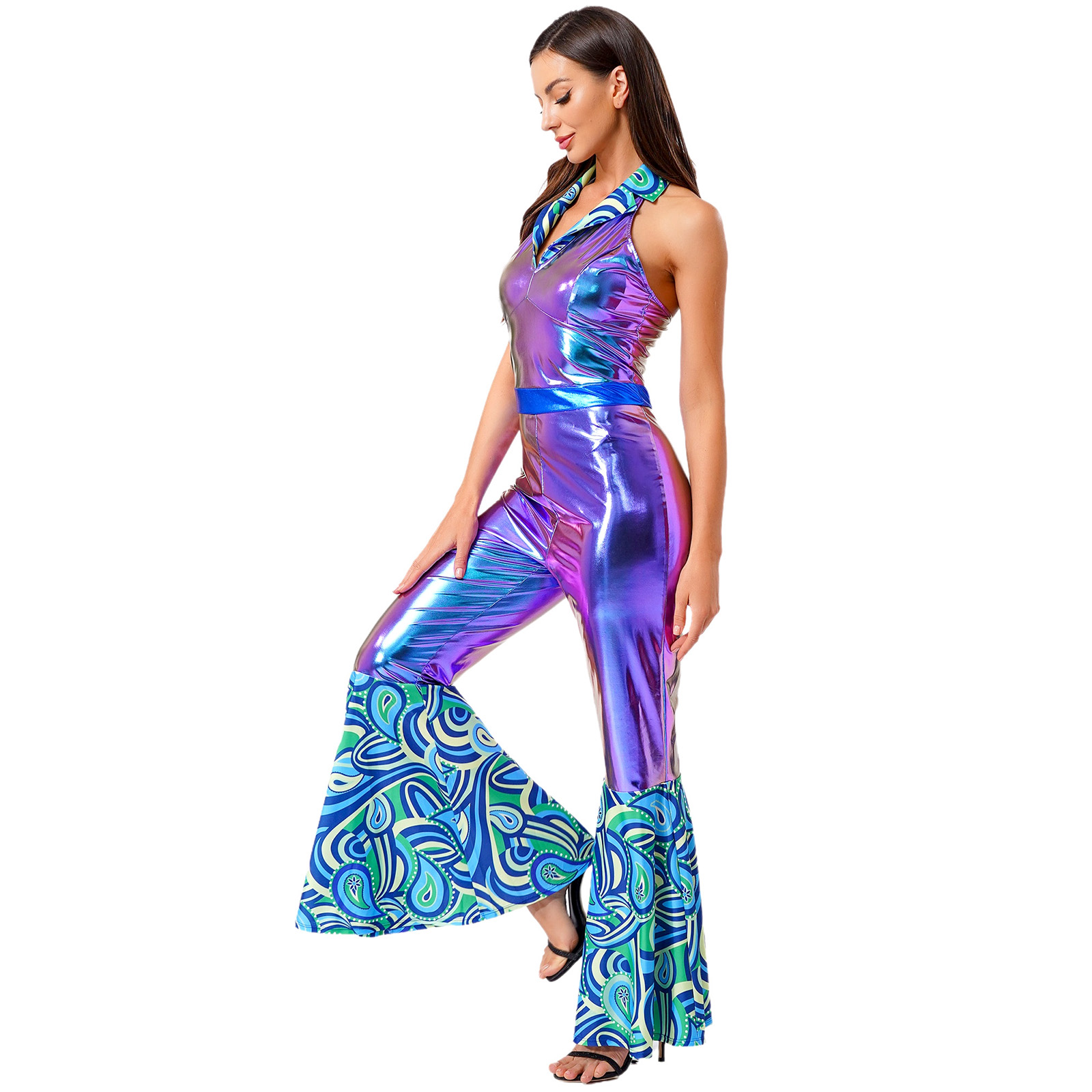 Women 70s 80s Disco Vintage Ju - Sleeveless Jumpsuit recensione e prezzo