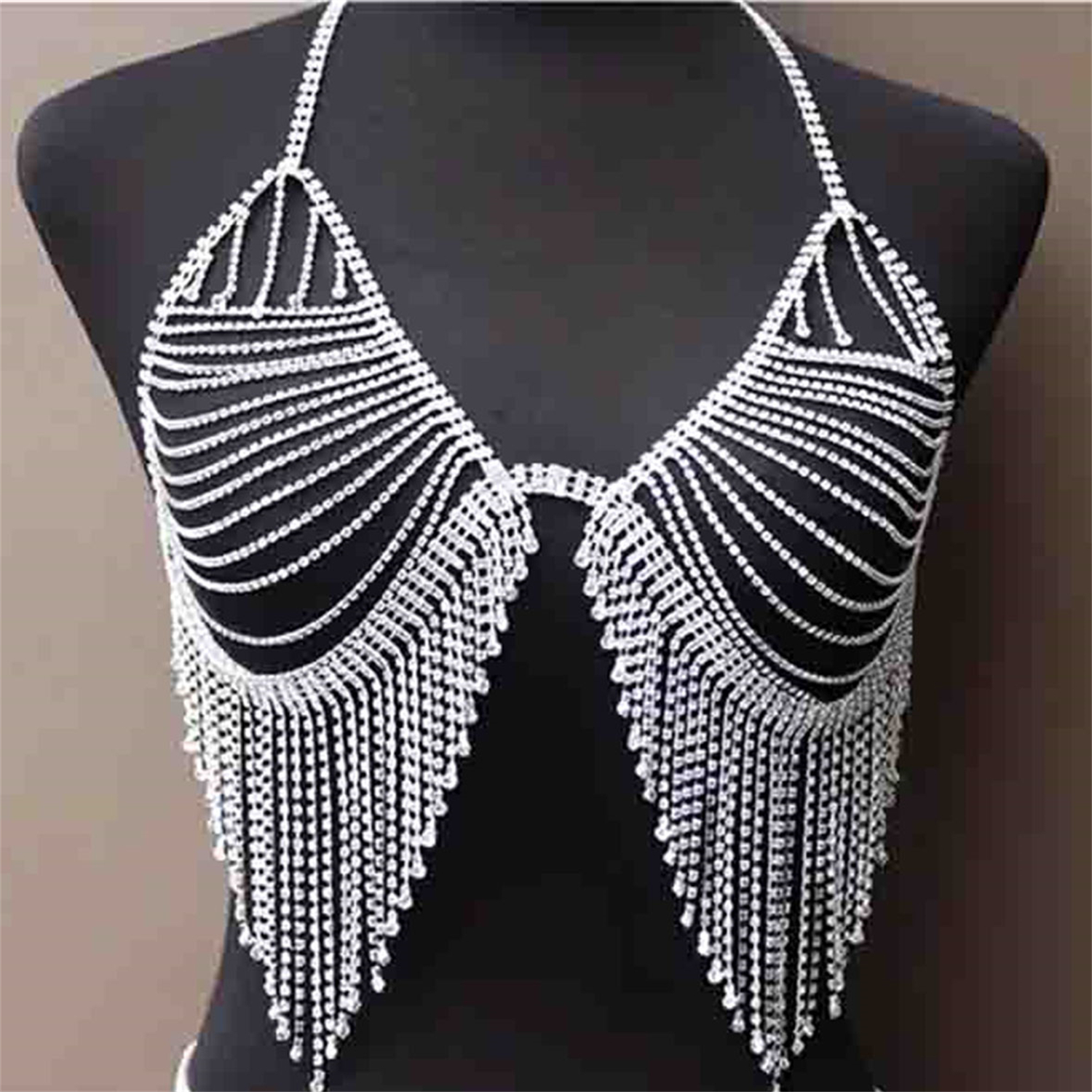 Sexy Hollow Rhinestones Bra Ch - Women'S Fashion Harness recensione e prezzo
