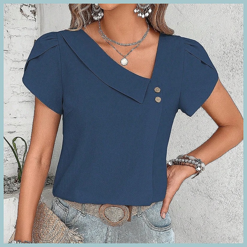 2024 Summer Vintage Solid Colo - Women Fashion Blouse recensione e prezzo